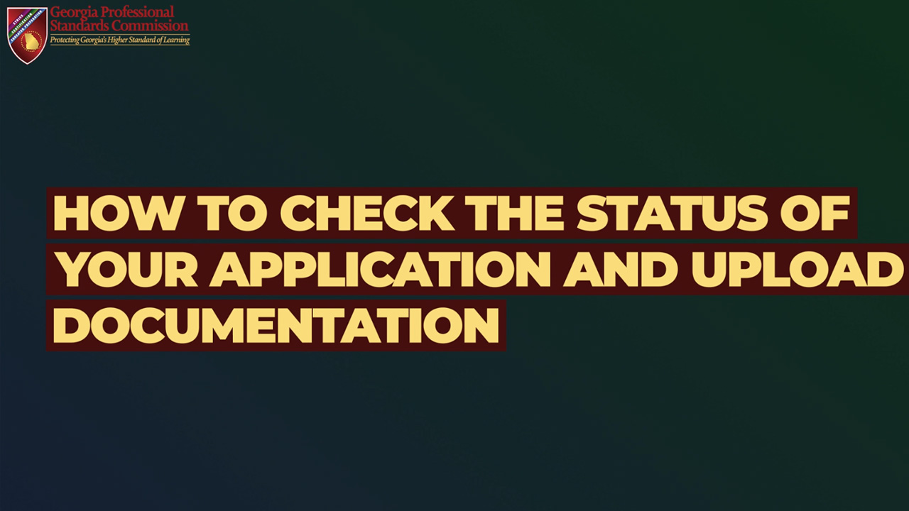 Certification - Check the Status of your Application