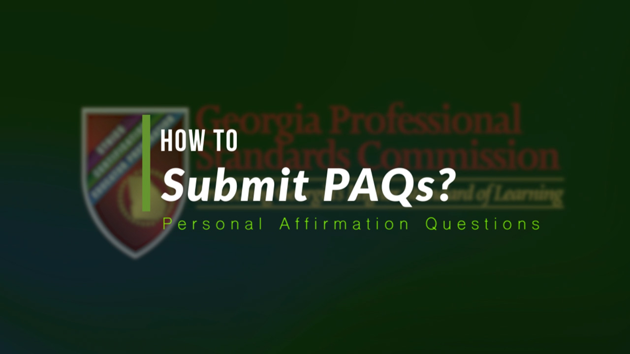 Certification - Submitting PAQs